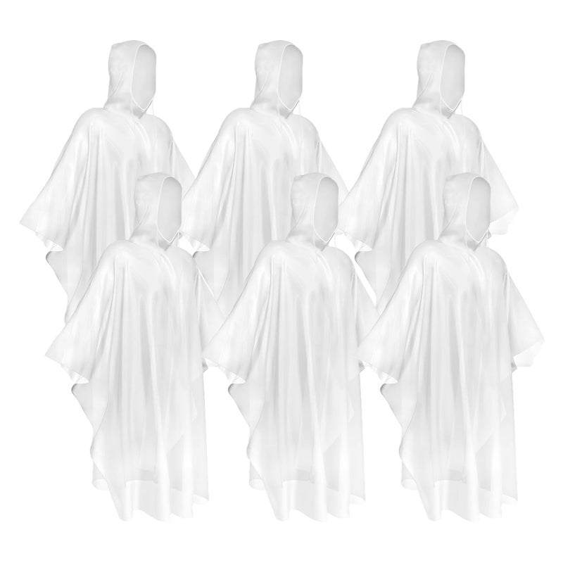 TORASO Rain Poncho with Hood for Adults, Disposable Clear Rain Poncho Adult Emergency Raincoats Disposableï¼ˆYP, 6pcsï¼‰ - Image 1